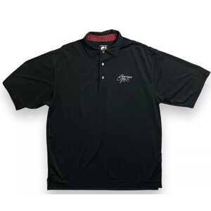 FJ‎ Footjoy Polo Shirt Mens Size Large Solid Black Prodry Lisle Golf Performance